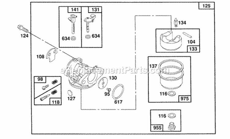 Page D Diagram and Parts List for 124882-3424-02  Briggs and Stratton Engine